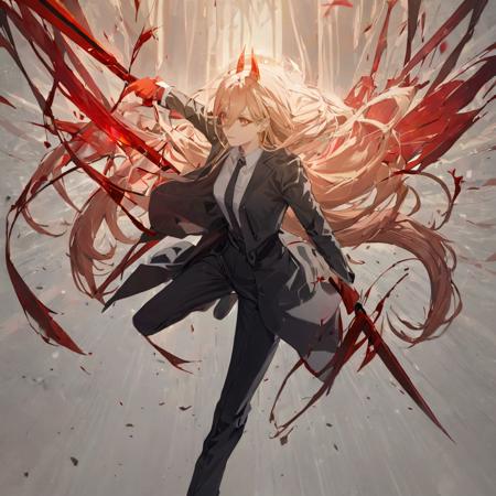 39045-1718323020-1girl, power _(chainsaw man_), wearing suit, holding blood weapons, fighting with demons, (masterpiece), cinematic, beautiful li.png